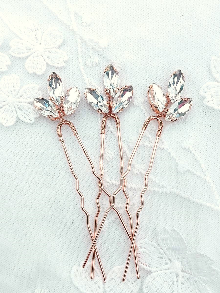 Wedding Hairstyle - Set of 3 or 5 Hair Sticks, Swarovski  display picture 2