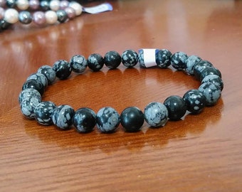 Bracelet Obsidian snow - mixed Bracelet - elastic Bracelet - Bracelet gemstones - Crystal healing