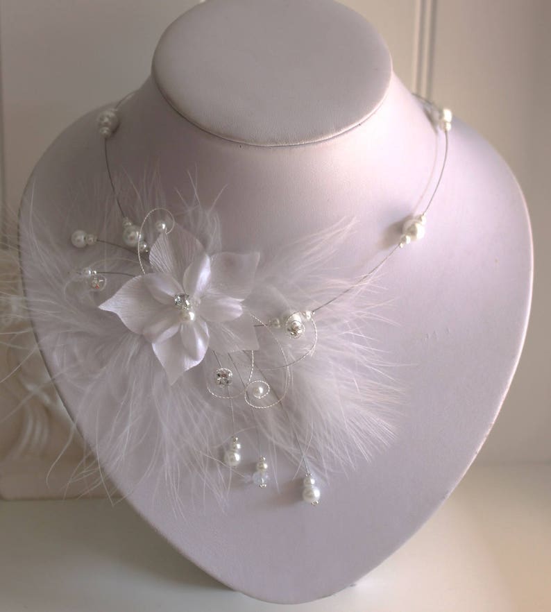 Collier mariée Collier mariage ivoire ou blanc sur demande et strass swarovski PERSONNALISABLE image 2