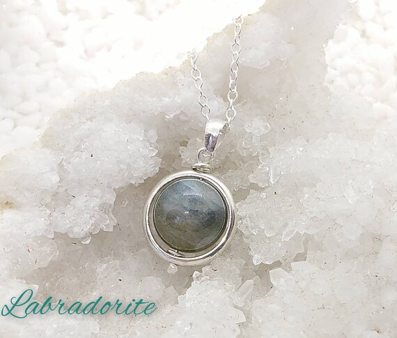 Pendentif Labradorite Argent Massif 925 - Pierre Naturelle 10mm - Bijou Élégant