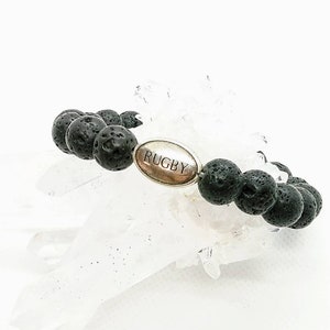 Rugby Bracelet Lava Stone- mixed - Elastic bracelet - Bracelet Fine stones - Lithotherapie stones 10mm