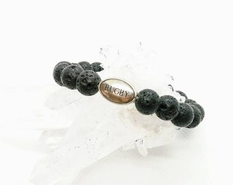 Rugby Bracelet Lava Stone- mixed - Elastic bracelet - Bracelet Fine stones - Lithotherapie stones 10mm