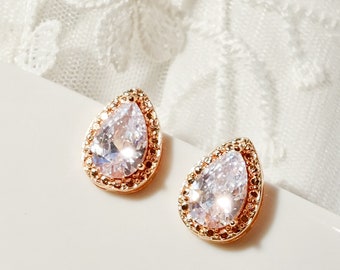 Bridal wedding earrings "Agathe" - Zircons - Silver or rose gold of your choice - wedding necklace - bridal necklace