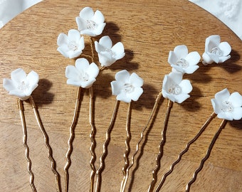 Wedding hairstyle - Bridal wedding flower bun pins - Gold or silver - hair pin - Country boho - set of 5