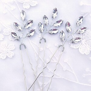 Wedding hairstyle Swarovski crystal wedding bridal bun pins crystal clear Silver Silver hair pin Country boho image 2