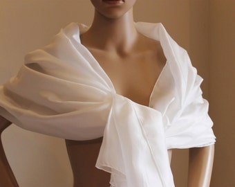 White Silk Wedding Stole  Etole de mariée en soie blanche