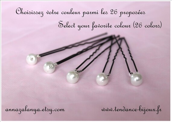 bridal glass beads Bridal wedding set of 12 pins for hair hair picks wedding hairpins color choice