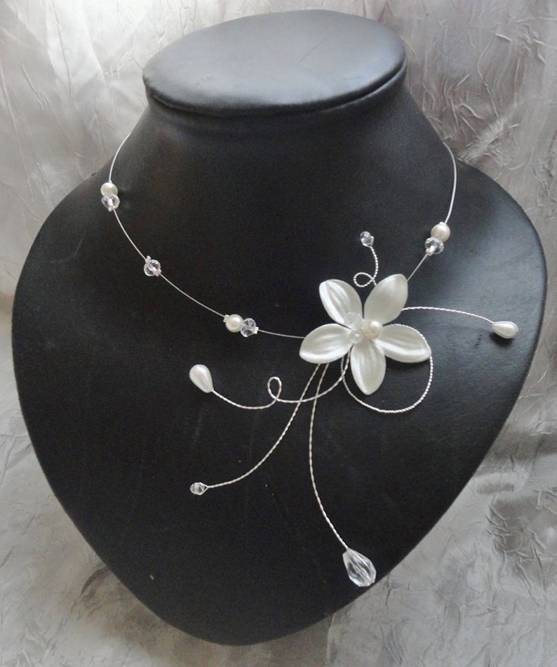 Collier mariée mariage soirée Fleur de soie Carly Necklace wedding evening silk flower Amour bridal bride image 2