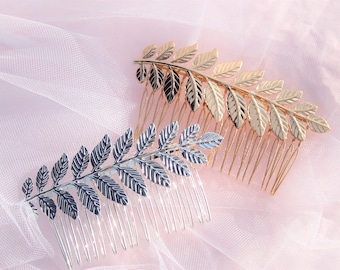 Wedding Hair Jewelry - bay leaf comb for bride - Gold or Silver - bridal bride - wedding hairstyle