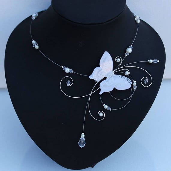Collier Fantaisie Perles Ivoire Et Bleu Turquoise Pour Robe De Mariée Ou Soirée - Neuf Avec étiquettes