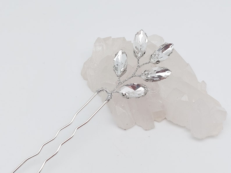 Wedding hairstyle Swarovski crystal wedding bridal bun pins crystal clear Silver Silver hair pin Country boho image 8