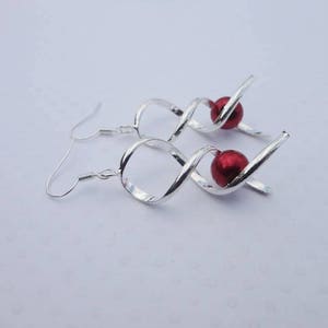 Ensemble de bijoux mariage Parure collier mariage boucles d'oreilles Twist bordeaux Argent 925 bijoux mariée image 2