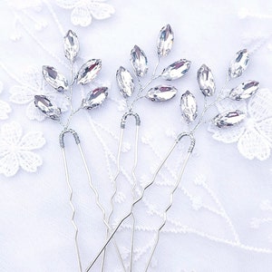 Wedding hairstyle Swarovski crystal wedding bridal bun pins crystal clear Silver Silver hair pin Country boho image 1