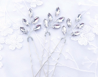 Wedding hairstyle - Swarovski crystal wedding bridal bun pins - crystal clear - Silver - Silver - hair pin - Country boho