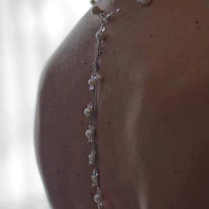 Wedding back jewel - back drop for bridal necklace - glass beads - crystal beads -