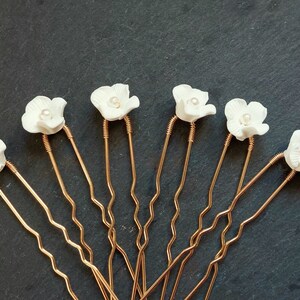 Wedding hairstyle Small flower wedding bridal bun pins Gold or silver hair pin Country boho image 5