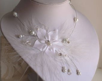 Bridal necklace Ivory wedding necklace (or white on request) and swarovski strass CUSTOMIZABLE
