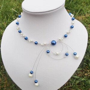 Ensemble de bijoux, parure de mariée mariage bleu roi ivoire ou blanc collier bracelet boucles Adéle image 4