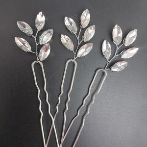 Wedding hairstyle Swarovski crystal wedding bridal bun pins crystal clear Silver Silver hair pin Country boho image 10