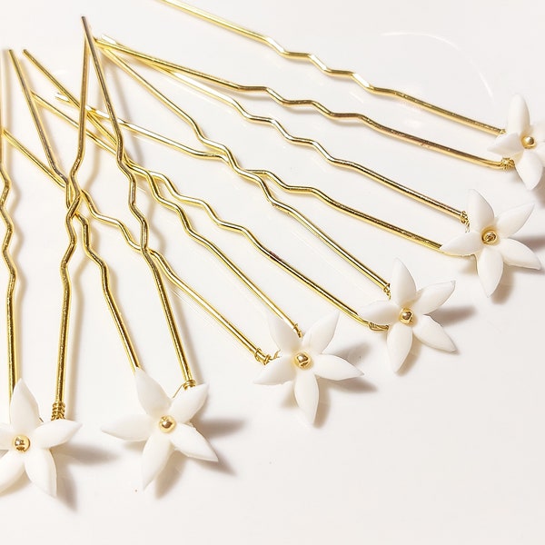 Wedding hairstyle - Bridal wedding orange blossom bun pins x6 - Gold or silver - hair pin - Country boho -