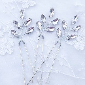 Wedding hairstyle Swarovski crystal wedding bridal bun pins crystal clear Silver Silver hair pin Country boho image 4