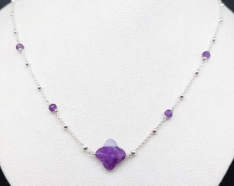 Collier Pierre Naturelle Améthyste - Arbre De Vie - Apaisement Ouverture D'esprit - NEUF