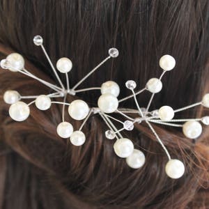 Wedding pins - 3 x spikes bridal hair - set of 3 picks &#39;Bubbles&#39; - glass beads - ivory or white - Crystal beads