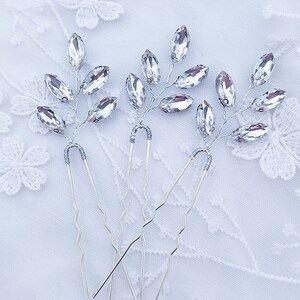 Wedding hairstyle Swarovski crystal wedding bridal bun pins crystal clear Silver Silver hair pin Country boho image 5