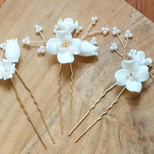 Acconciatura da sposa - Set di 3 forcine floreali per matrimoni - Oro - Forcine per capelli - Rustico Boho -