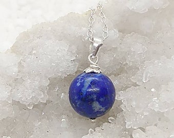 ◇HYERES LOR◇ Fenidor Silver (Y) Flat Necklace Lapis Lazuli Lapis Lazuli Cornflower Necklace in Sterling Silver, Flower
