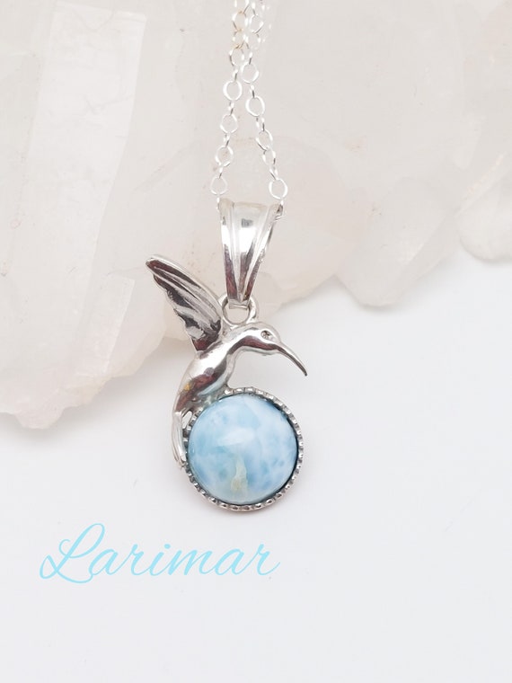 Larimar Flying Hummingbird Pendant Larimar Flying Hummingbird Pendant