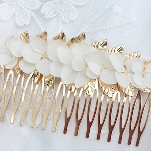 Wedding Hair Jewel - bay laurel comb for bride - glass beads - crystal beads - ivory or white - gold version