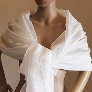 Etole de mariée en soie blanche white silk stole bridal stole weddind silk stole image 2