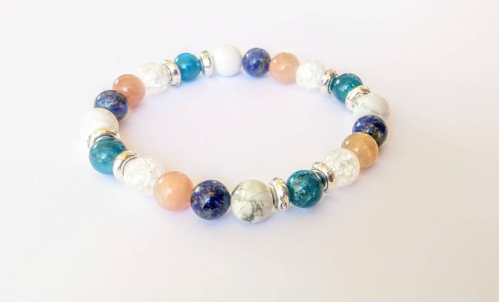 Bracelet Pierres Naturelles Lapis Lazuli Et Howlite - Bien-être