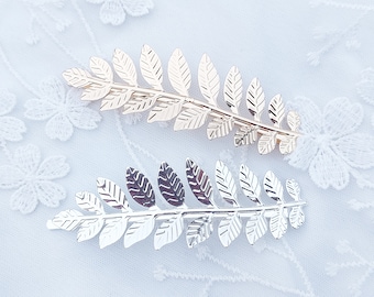Wedding barrette - Laurel leaf clip for bride - Gold or Silver - bridal bun - wedding hairstyle