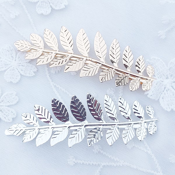 Barrette de mariage - Pince feuilles de laurier pour mariée - Or ou Argent - chignon mariée - coiffure mariage