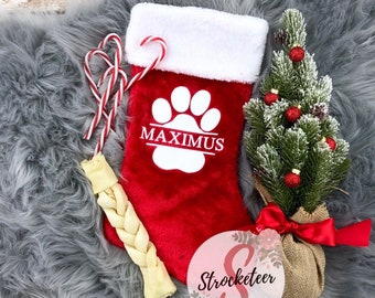 Custom Split Monogram Monogrammed Paw Print Design Christmas Stocking With Custom Name Added Personalized Christmas Stocking