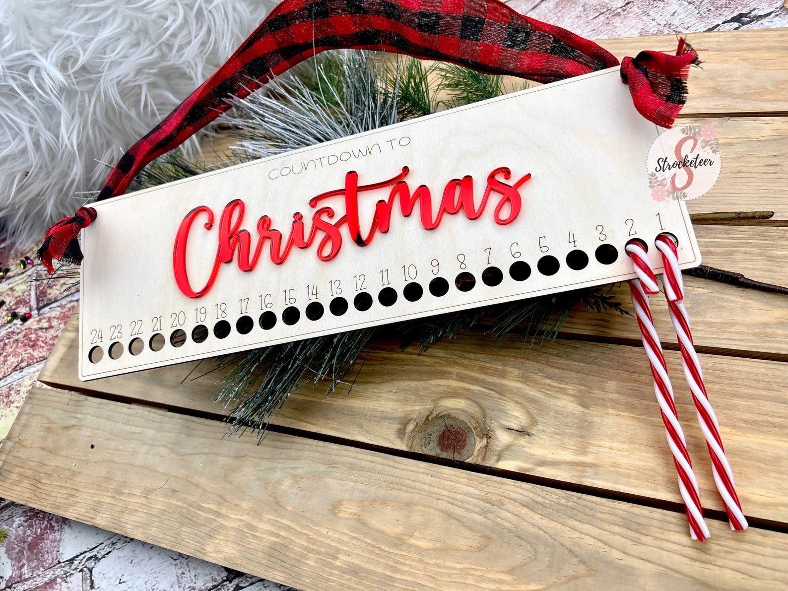 Christmas Candy Cane Countdown Sign Fun Candy Cane Advent Etsy