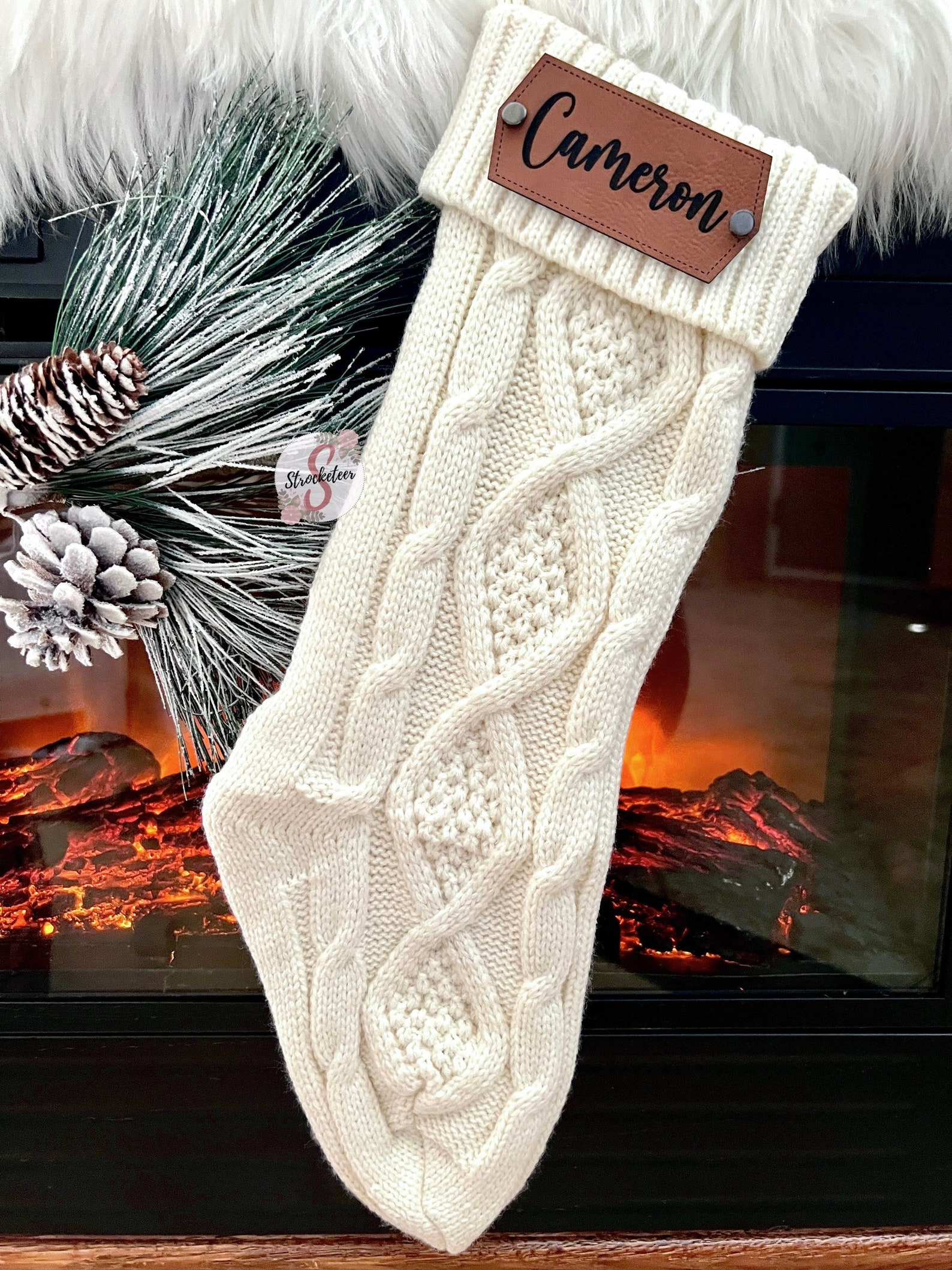 Custom Cable Knit Christmas Stocking Includes Personalized Etsy