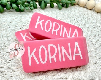 Personalized PINK Erasers - Customized with Your Name Back To School Personalized School Supplies Laser Engraved Erasers