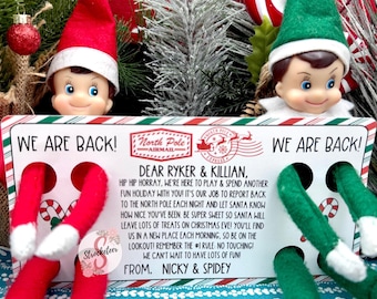 Customized Personalized Elf Return Letter - Fits TWO Elves - Personalized For You - Christmas Elf Return Holiday Elf Ideas - Elf Postcard