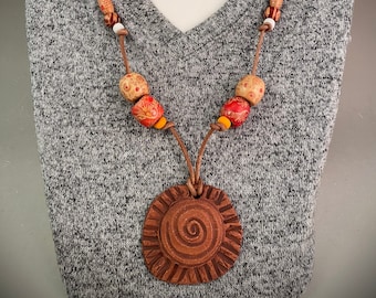 Handmade Ceramic Pendants , Handsculpted Necklaces
