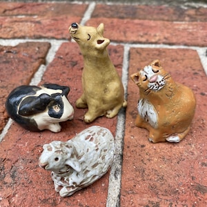 Whimsical Miniature Ceramic Animal Sculptures. Pottery Collectibles.