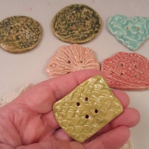 Pottery Buttons, Large Fashion Buttons, Colorful Statement Buttons