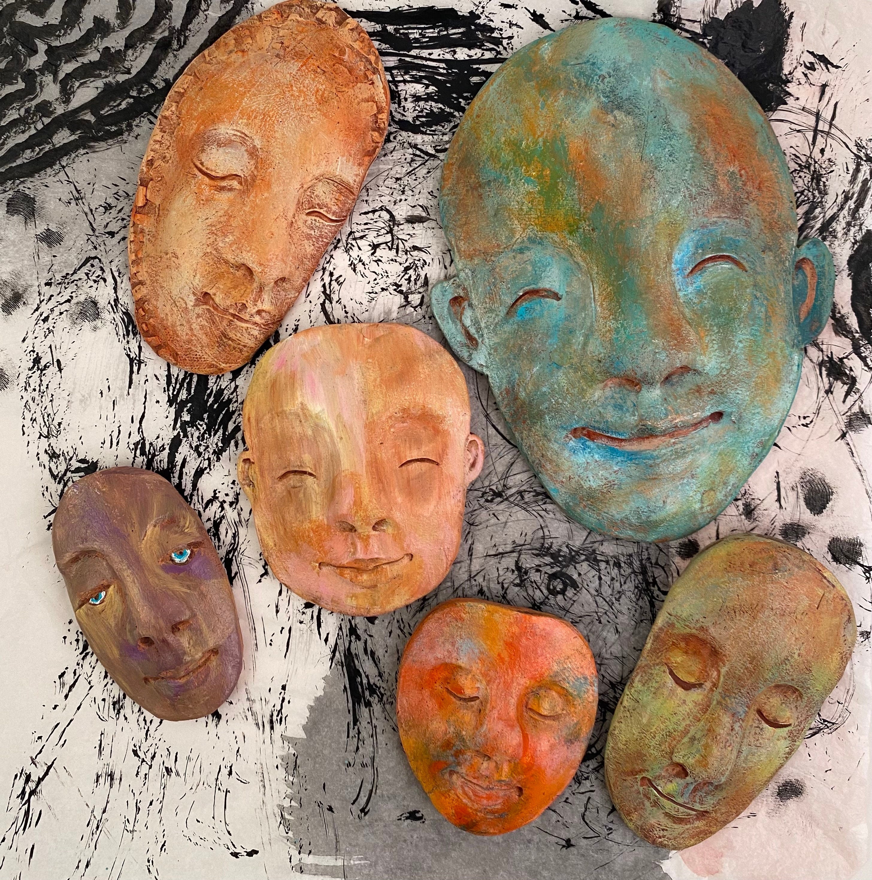 Buy Digital Download of Clay Faces for Mixed Media Art Art Online in India  