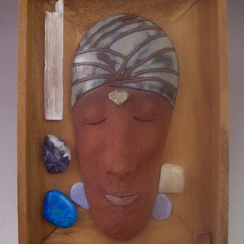 Spirit of buy Crystals - Framed Pottery Female Face, Spirit of the Stones, Ceramic Women's Spirit, Serene Art