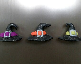 Halloween Witch Hat Magnets with Silver Buckels