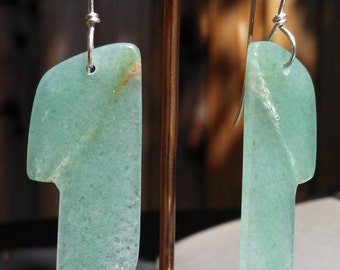 Mint Green Aventurine Stone Slab Earrings
