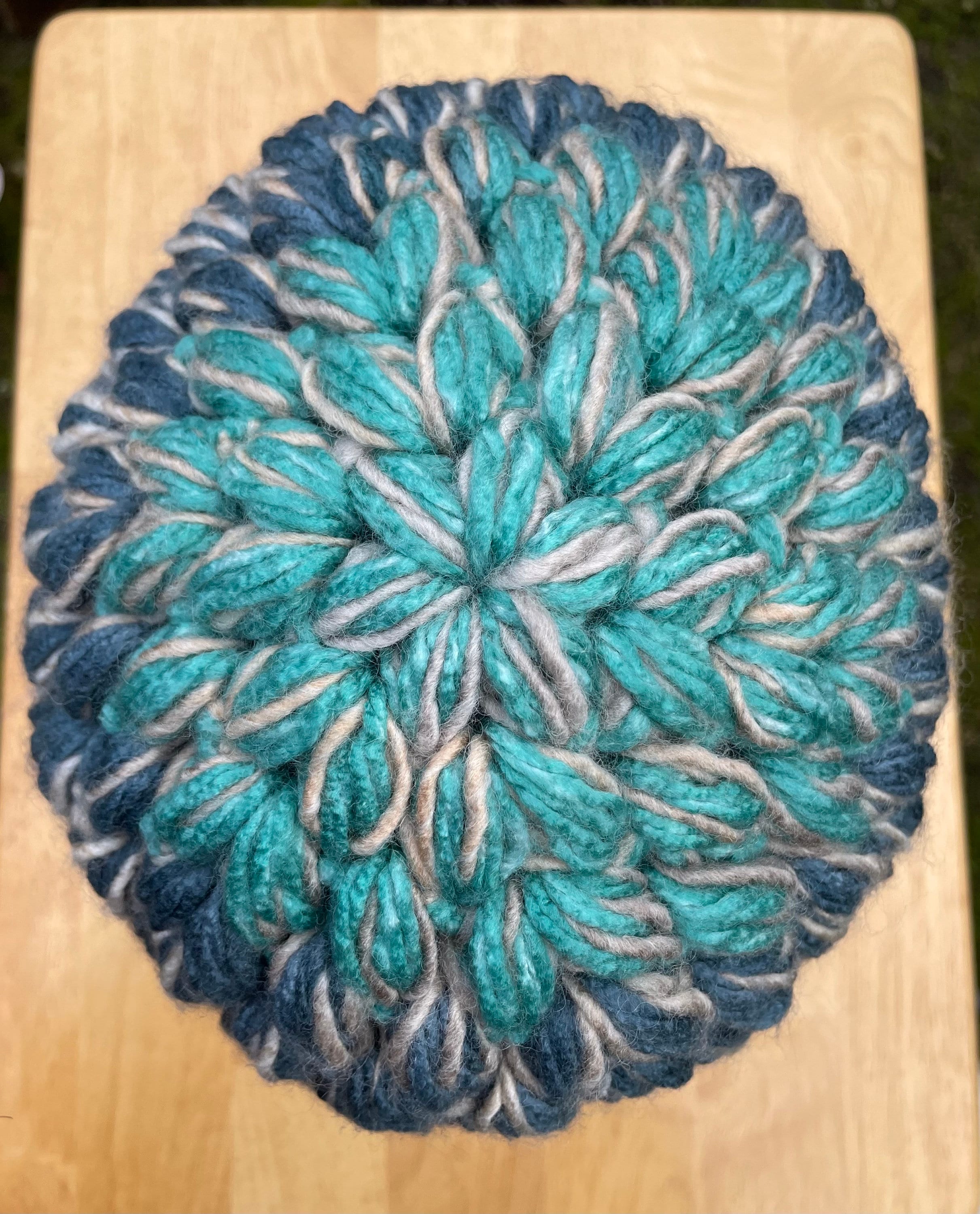 Handmade Crochet Beanie Cozy Winter Textured Sweater Knit Aqua Blue Green Teal Aqua Blue Beanie - Etsy main image 4