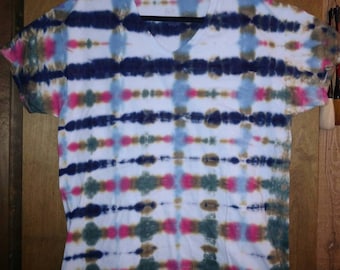 Earth Tone Striped Tie Dye Tshirt Men's Extra Large 100% Cotton